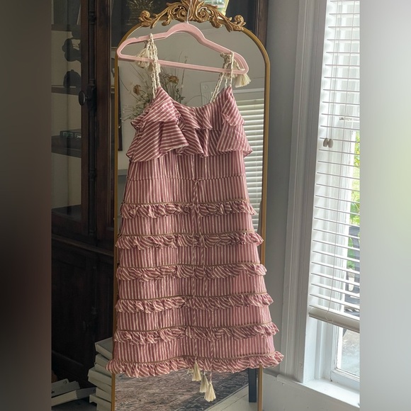 MISA Los Angeles x Anthropologie Carson Tiered Midi Frill Striped Dress